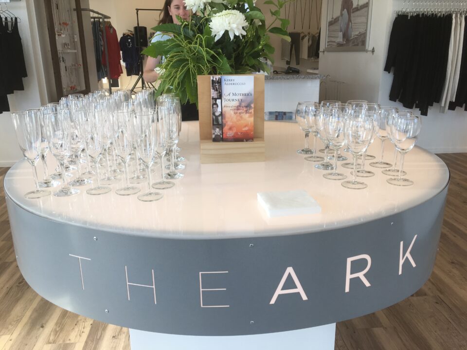 The welcoming display at The Ark for the conversations evening with Kerry Alderuccio