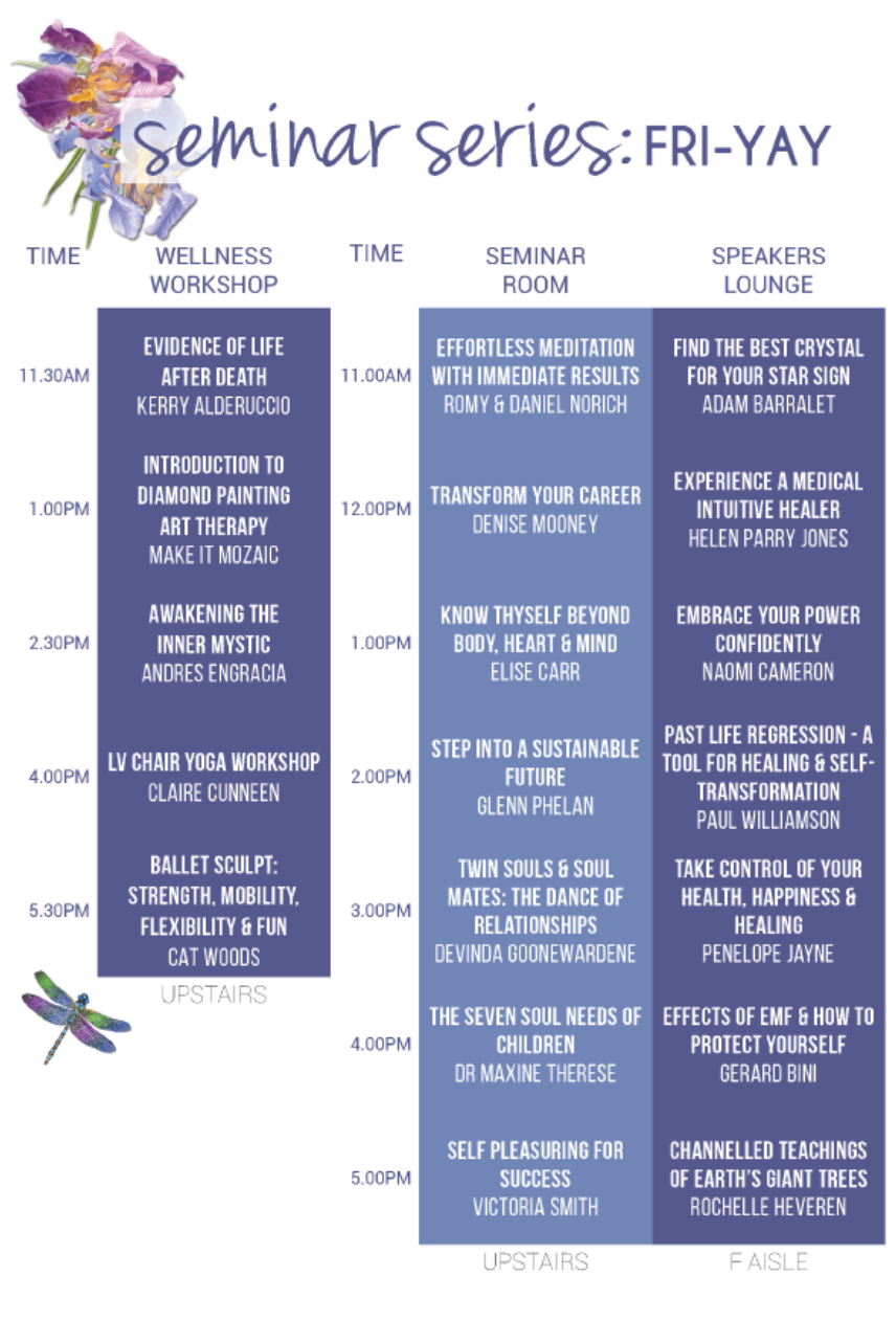 Mind, Body and Spirit Festival Seminar Schedule